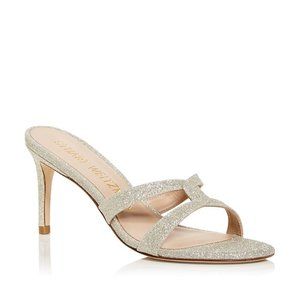 NWT Stuart Weitzman Soiree Sleek 75 Platino Glitter Women’s Heels Size 8